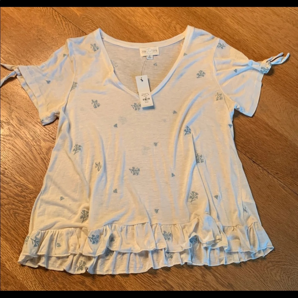 NWT embroidered babydoll top